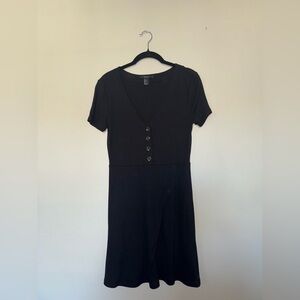 Black mini dress with buttons
